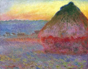 Grainstack, Impression In Pinks and Blues, 1891 by Claude Monet