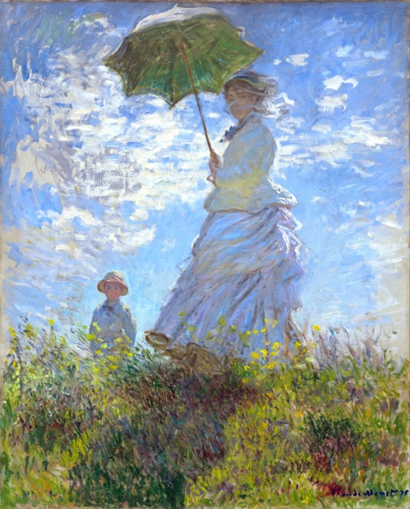 Woman With A Parasol - Madame Monet and Her Son by Claude Monet