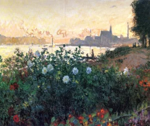 Argenteuil, Flowers By the Riverbank, 1877 by Claude Monet