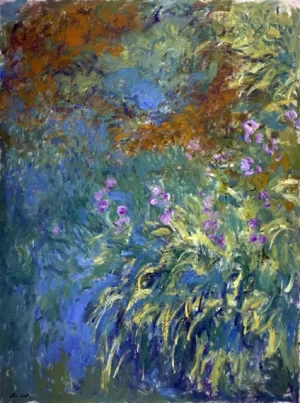 Irises By the Pond by Claude Monet