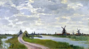 Windmills near Zaandam by Claude Monet
