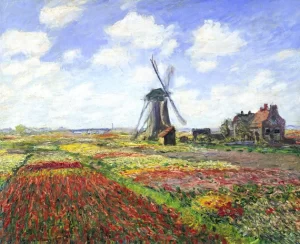 Tulip Fields With the Rijnsburg Windmill by Claude Monet
