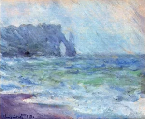 The Manneport, Etretat In the Rain, 1885-86 by Claude Monet