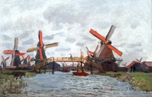 Mills at Westzijderveld near Zaandam by Claude Monet