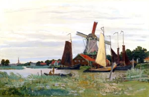 Un Moulin à Zaandam by Claude Monet