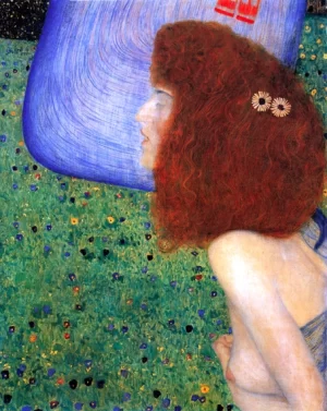 Girl With Blue Veil by Gustav Klimt