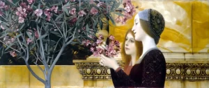 Two Girls With Oleander by Gustav Klimt