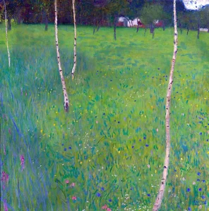 Farmhouse With Birch Trees Young Birch Trees by Gustav Klimt