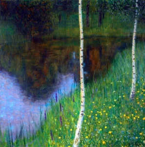 Lakeshore With Birches by Gustav Klimt