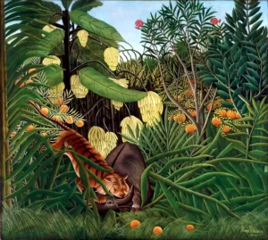 Fight-between-a-Tiger-and-a-Buffalo,-1908 by Henri Rousseau