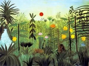 Exotic Landscape with Lion and Lioness by Henri Rousseau