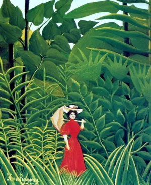 Woman with an Umbrella in an Exotic Forest by Henri Rousseau