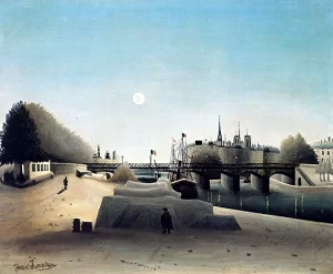 View of Ile Saint-Louis, Near Port Saint-Nicolas, Evening by Henri Rousseau