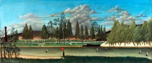 The Canal and Landscape with Tree Trunks by Henri Rousseau
