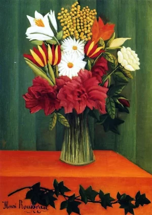 Bouquet of Flowers with an Ivy Branch by Henri Rousseau