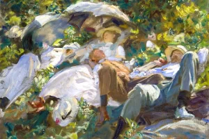 Group With Parasols (a Siesta) by John Singer Sargent