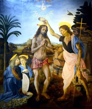 The Baptism of Christ by Leonardo Da Vinci