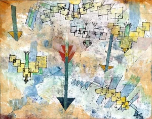Birds Swooping Down And Arrows by Paul Klee