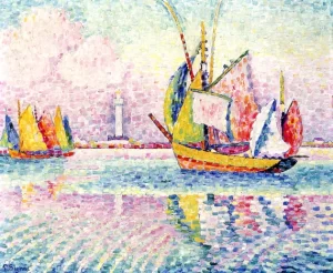 Boats At Anchor In Locmalo, 1922 by Paul Signac