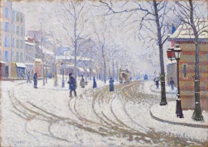 Snow, Boulevard De Clichy, Paris by Paul Signac