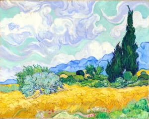 A Wheatfield With Cypress 1889 by Vincent Van Gogh