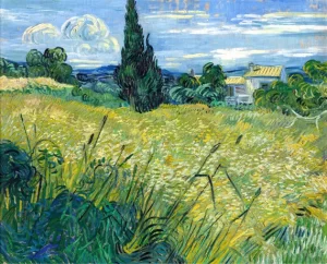 Green Wheat Field With Cypress (1889) by Vincent Van Gogh