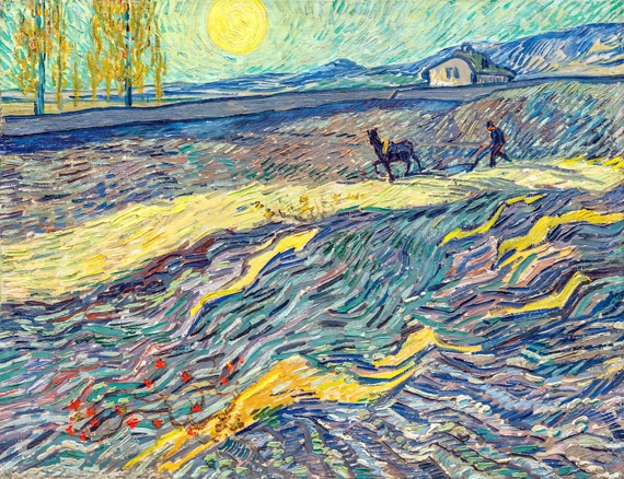 Field With Plowing Farmers by Vincent Van Gogh