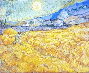 La Moisson (The Wheatfield Behind Saint Paul's Hospital With A Reaper) 1889 by Vincent Van Gogh