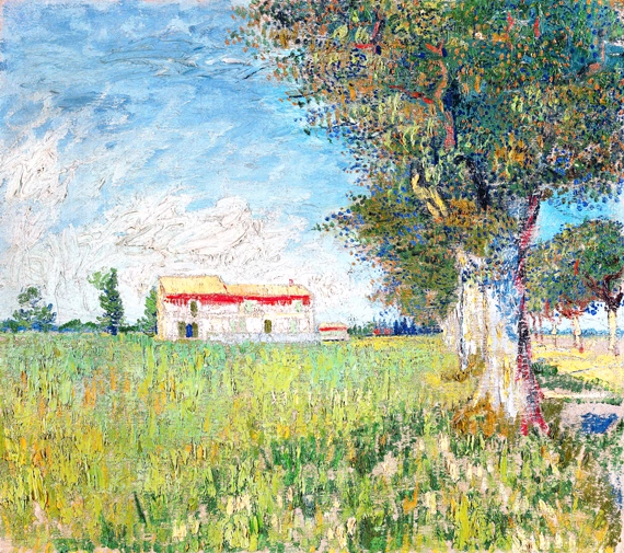 Farmhouse In A Wheat Field 1888 by Vincent Van Gogh