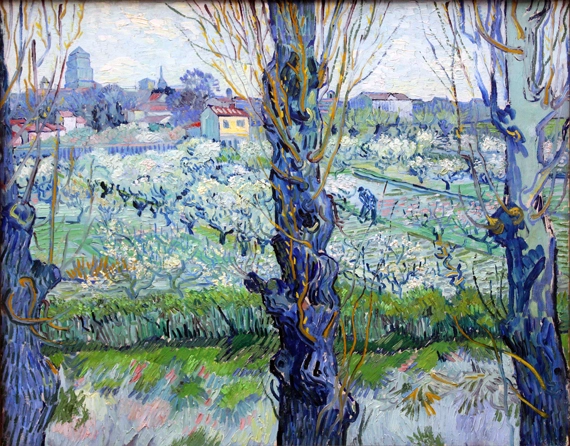 View Of Arles, Flowering Orchards by Vincent Van Gogh