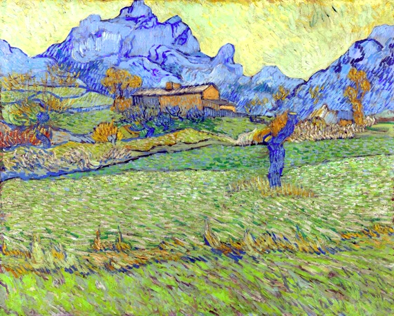 Wheat Fields In A Mountainous Landscape by Vincent Van Gogh