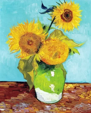 Three Sunflowers 1888 by Vincent Van Gogh