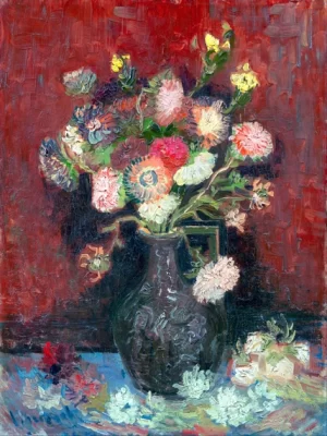 Vase With Chinese Asters And Gladioli 1886 by Vincent Van Gogh