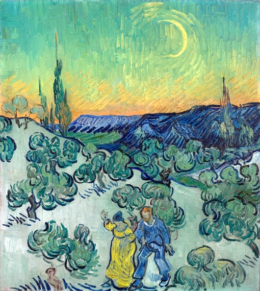 A Walk At Twilight 1890 by Vincent Van Gogh