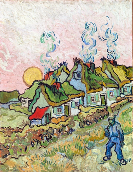 Houses And Figure by Vincent Van Gogh