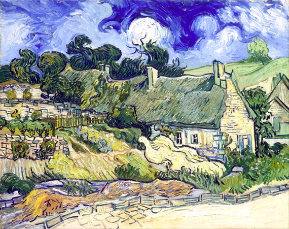 Thatched Cottages At Cordeville 1890 by Vincent Van Gogh