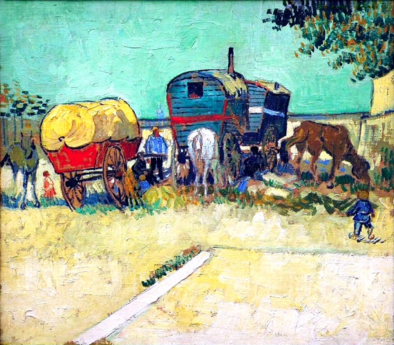 Encampment Of Gypsies With Caravans by Vincent Van Gogh