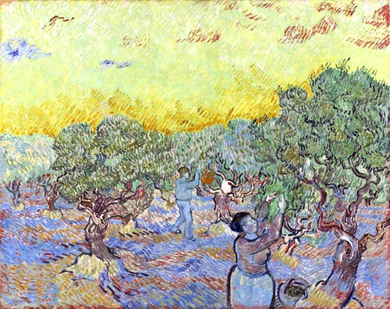 Olive Grove With Two Olive Pickers by Vincent Van Gogh