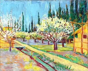 Orchard Bordered By Cypresses by Vincent Van Gogh