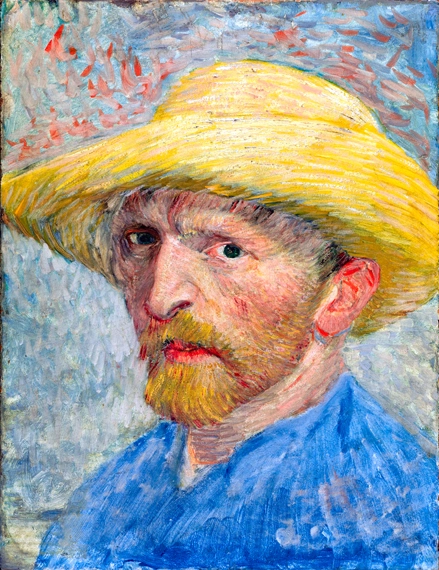 Self Portrait With Straw Hat 1887 by Vincent Van Gogh