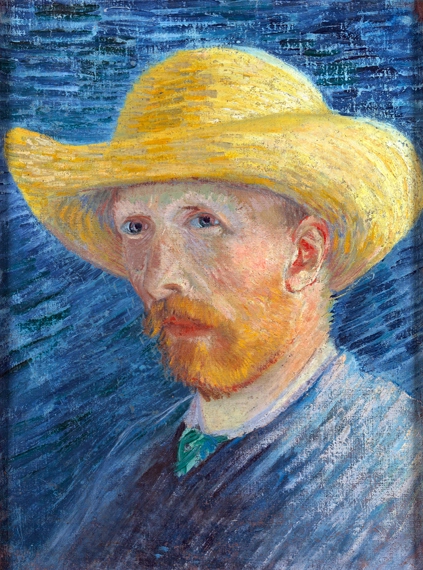 Self-Portrait With Straw Hat 1887 by Vincent Van Gogh
