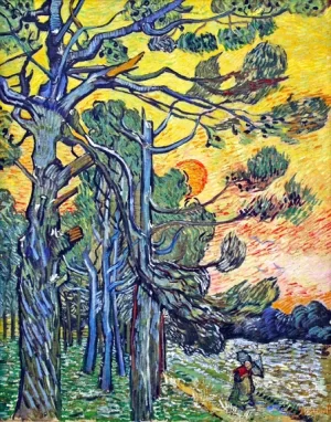 Pine Trees At Sunset by Vincent Van Gogh