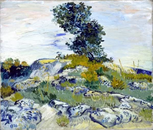 Rocks With Oak Tree 1888 by Vincent Van Gogh