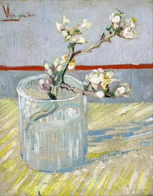 Sprig Of Flowering Almond In A Glass 1888 by Vincent Van Gogh