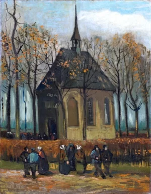 Congregation Leaving The Reformed Church In Nuenen by Vincent Van Gogh