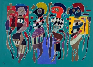 4 Figuren Auf 3 Quadraten (4 Figures On 3 Squares) by Wassily Kandinsky
