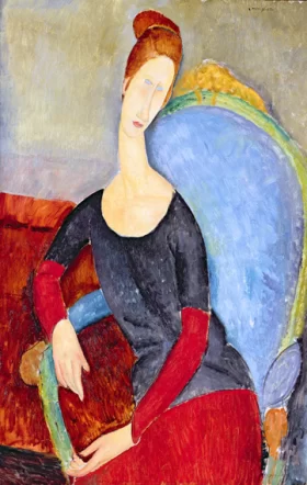 Mme Hebuterne in a Blue Chair 1918 by Amedeo Modigliani
