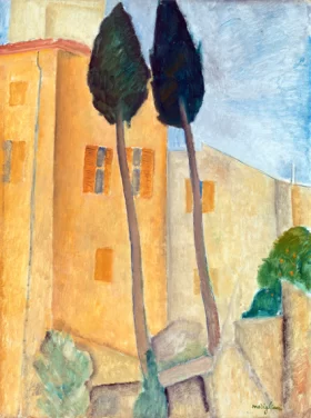 Cypresses and Houses at Cagnes 1919 by Amedeo Modigliani