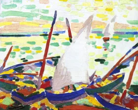 Bateaux sur la plage à Collioure by André Derain