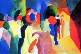 Woman With A Yellow Jacket by August Macke